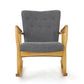 Jamy Rocking Chair Button Tufted Brown Birch Wood Classic Gray Polyester By Casagear Home BM321735