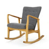 Jamy Rocking Chair, Button Tufted, Brown Birch Wood, Classic Gray Polyester By Casagear Home