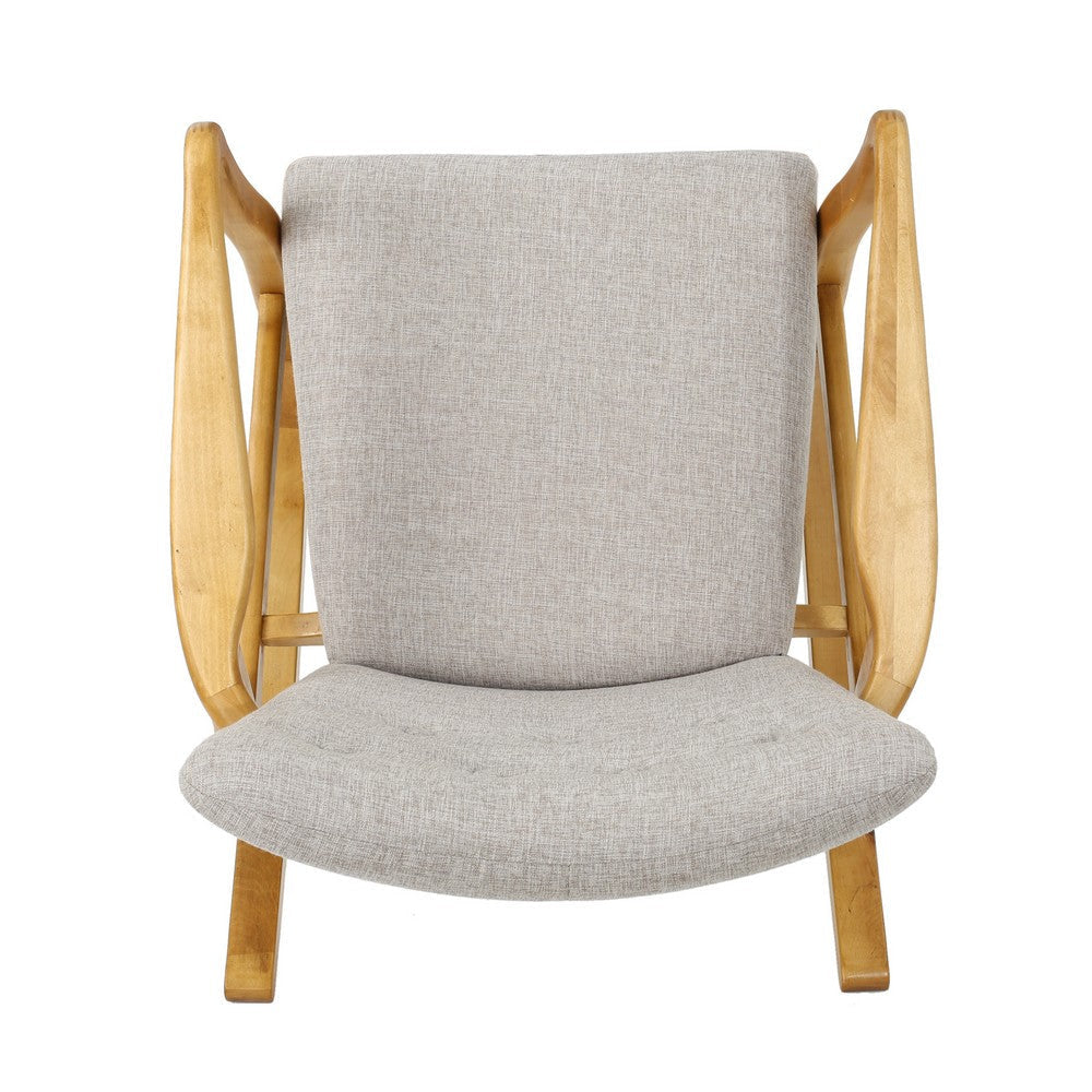 Jamy Rocking Chair Button Tufted Brown Birch Wood Wheat Gray Polyester By Casagear Home BM321736