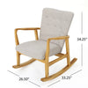 Jamy Rocking Chair Button Tufted Brown Birch Wood Wheat Gray Polyester By Casagear Home BM321736