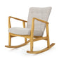 Jamy Rocking Chair, Button Tufted, Brown Birch Wood, Wheat Gray Polyester By Casagear Home