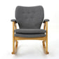 Erika Rocking Chair Mid-Century Rubberwood Button Tufted Gray Fabric By Casagear Home BM321737