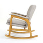 Erika Rocking Chair Mid-Century Rubberwood Button Tufted Wheat Gray By Casagear Home BM321738