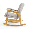 Erika Rocking Chair Mid-Century Rubberwood Button Tufted Wheat Gray By Casagear Home BM321738