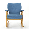 Erika Rocking Chair Mid-Century Rubberwood Button Tufted Cool Blue By Casagear Home BM321739