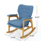 Erika Rocking Chair Mid-Century Rubberwood Button Tufted Cool Blue By Casagear Home BM321739