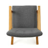 Maze Rocking Chair Mid-Century Brown Rubberwood Tufted Gray Fabric By Casagear Home BM321740