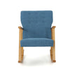 Maze Rocking Chair Mid-Century Brown Rubberwood Tufted Blue Fabric By Casagear Home BM321741