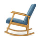 Maze Rocking Chair Mid-Century Brown Rubberwood Tufted Blue Fabric By Casagear Home BM321741