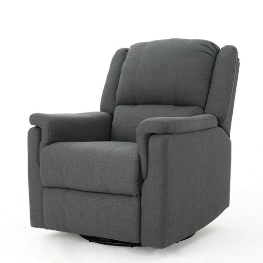 Zune Manual Glider Recliner Chair, Swivel Ergonomic Design, Charcoal Gray By Casagear Home