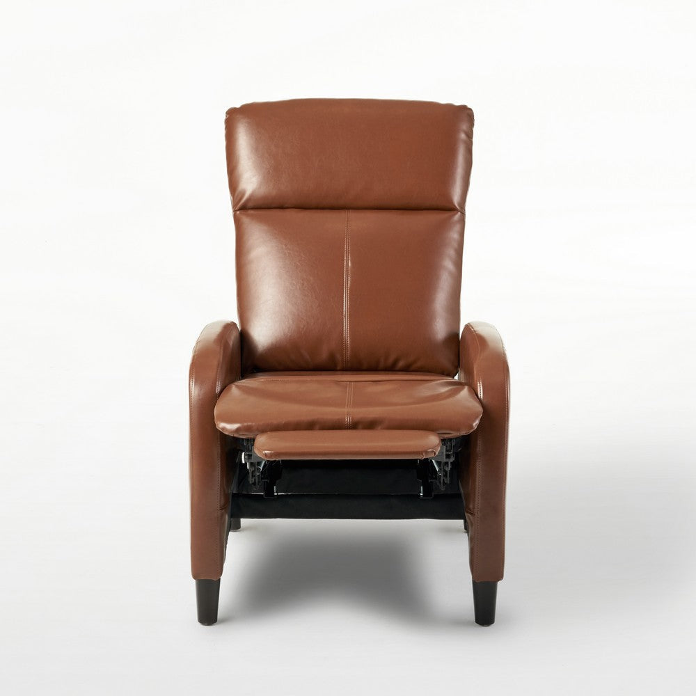 Pushback Recliner Chair Plush Cushioned Hazelnut Brown Faux Leather By Casagear Home BM321749