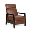 Ennie Pushback Recliner, Compact, Rubberwood, Light Brown Faux Leather By Casagear Home