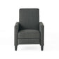 Zuca Pushback Recliner Club Chair Premium Padded Black Wood Gray Linen By Casagear Home BM321756