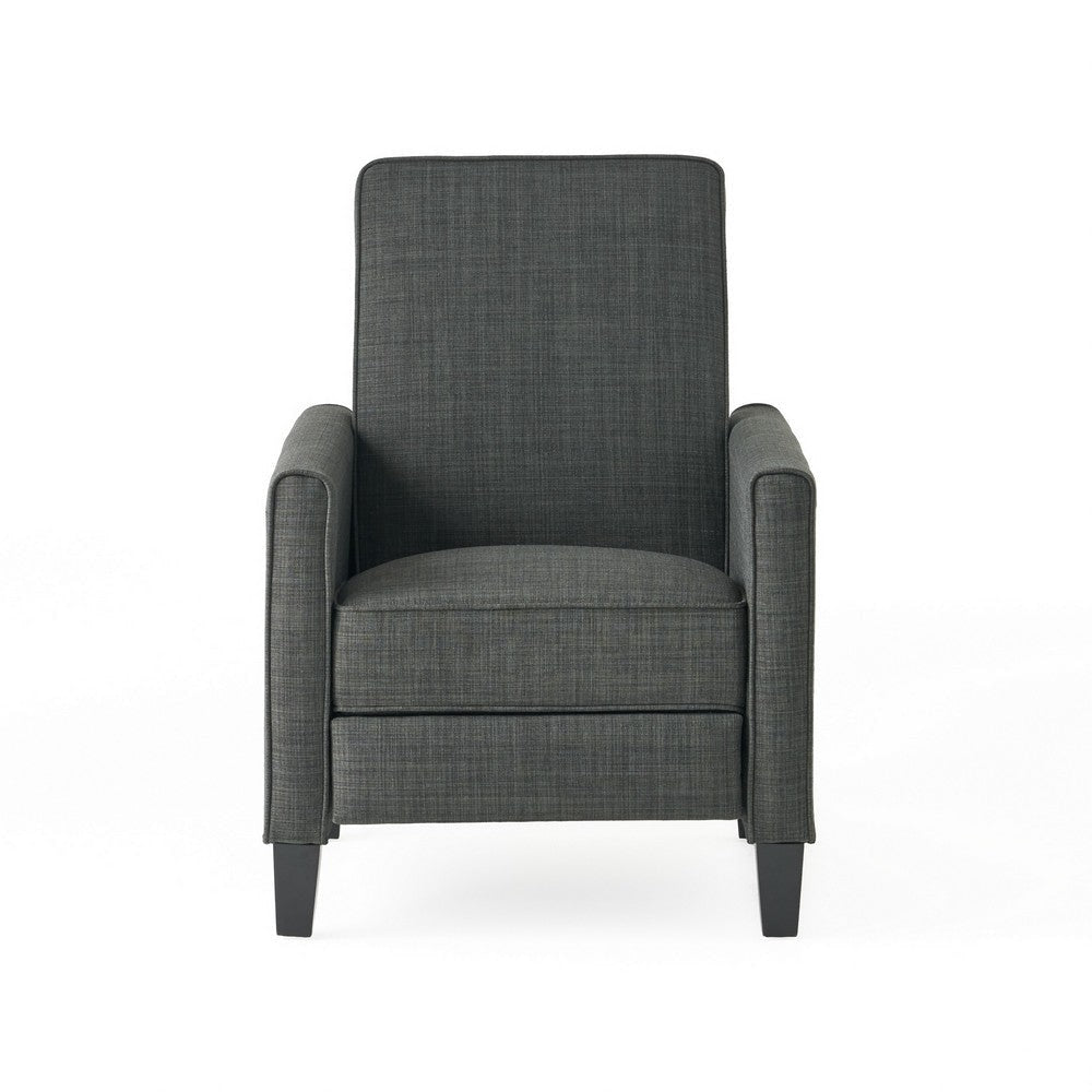 Zuca Pushback Recliner Club Chair Premium Padded Black Wood Gray Linen By Casagear Home BM321756