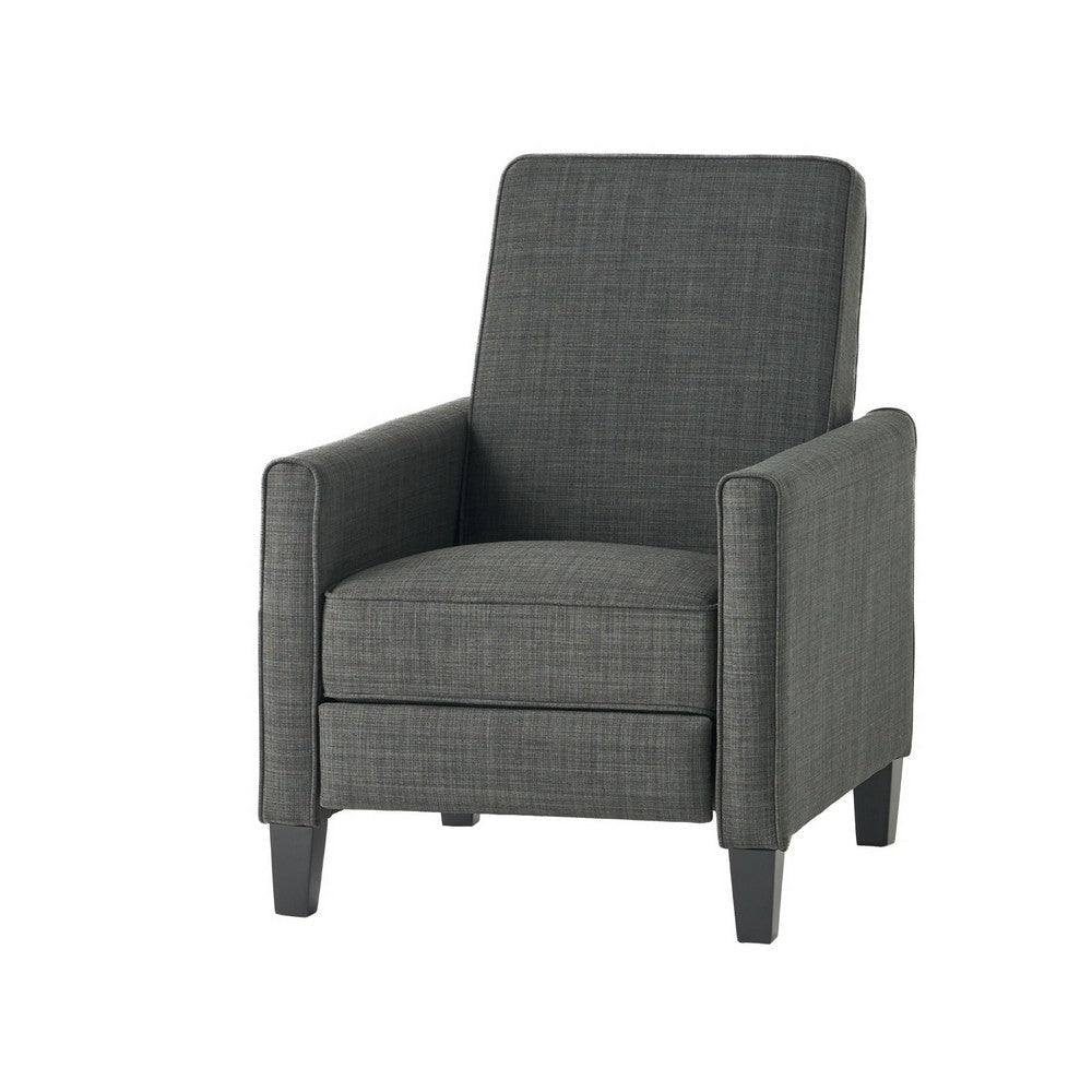 Zuca Pushback Recliner Club Chair Premium Padded Black Wood Gray Linen By Casagear Home BM321756