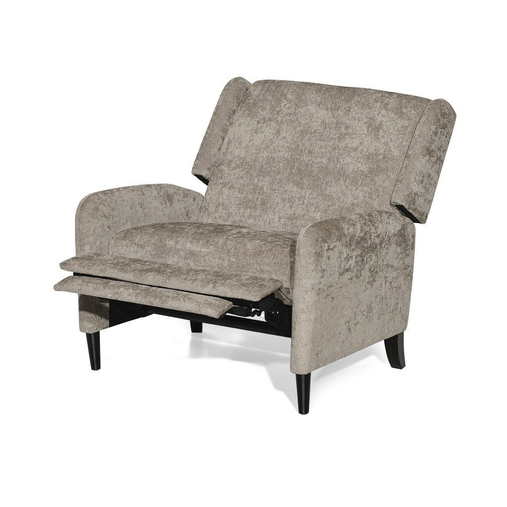 Howie Pushback Manual Recliner Chair Dark Brown Wood Textured Beige By Casagear Home BM321759