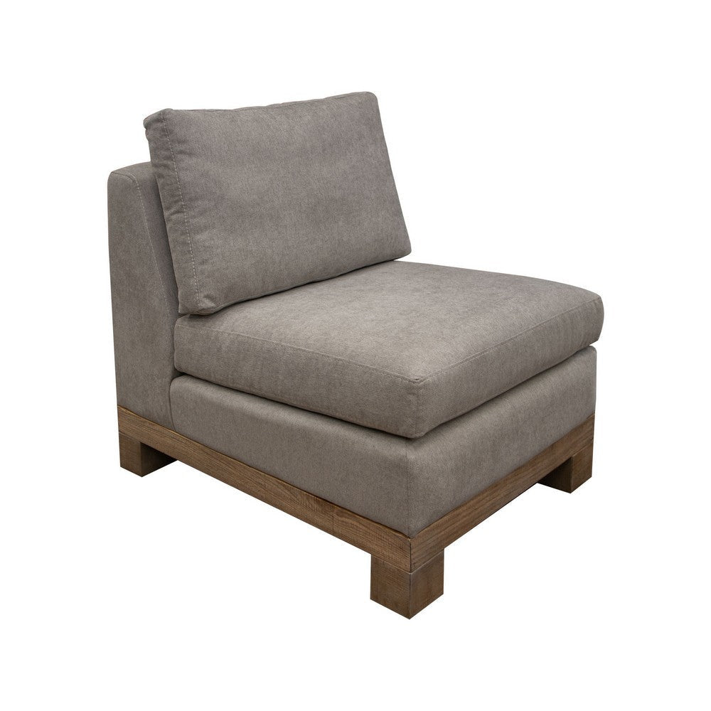 Sama Modular Armless Chair, Accent Throw Pillow, Solid Wood, Almond Gray By Casagear Home