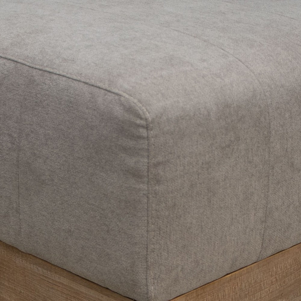 Sama Ottoman 28 Inch Solid Pine Wood 28 Inch Almond Gray Polyester By Casagear Home BM323305