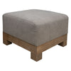 Sama Ottoman, 28 Inch, Solid Pine Wood, 28 Inch, Almond Gray Polyester By Casagear Home