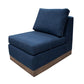 Jeni Modular Armless Chair 2 Pillows Solid Wood Dark Blue Polyester By Casagear Home BM323318