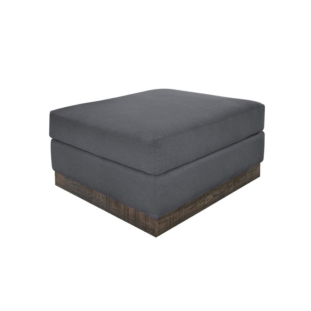 Jeni Ottoman Modern 39 Inch Corner Blocks Solid Wood Gray Polyester By Casagear Home BM323329