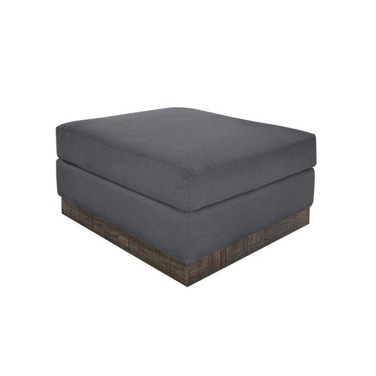 Jeni Ottoman, Modern 39 Inch, Corner Blocks, Solid Wood, Gray Polyester By Casagear Home