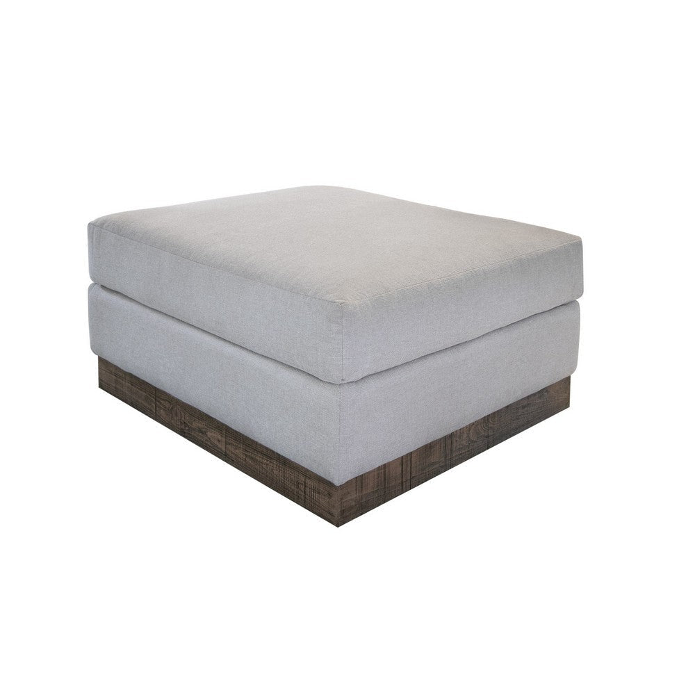 Jeni Ottoman, Modern 39 Inch, Corner Blocks, Solid Wood, Beige Polyester By Casagear Home