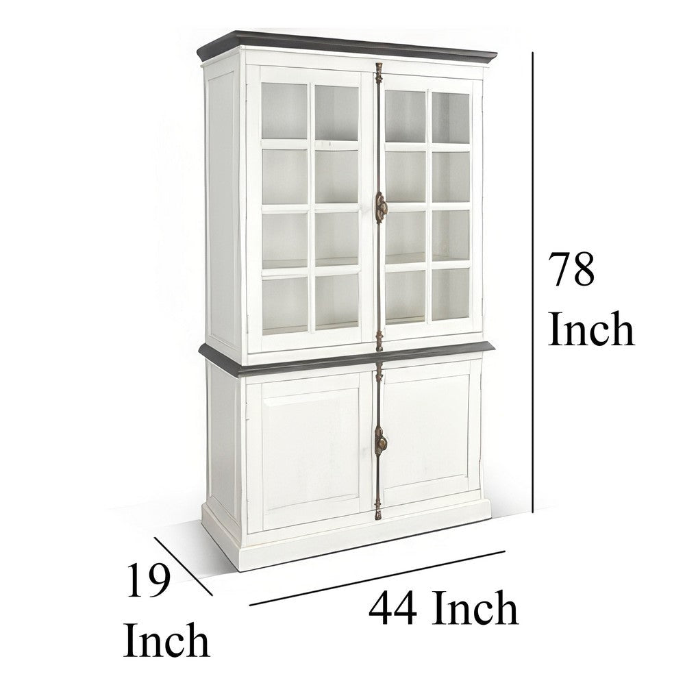 Orso Accent Sideboard Buffet and Hutch 2 Glass Doors Shelves White BM325268