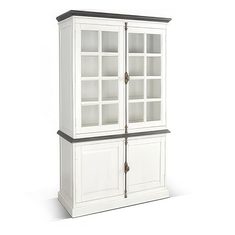 Orso Accent Sideboard Buffet and Hutch, 2 Glass Doors, Shelves, White