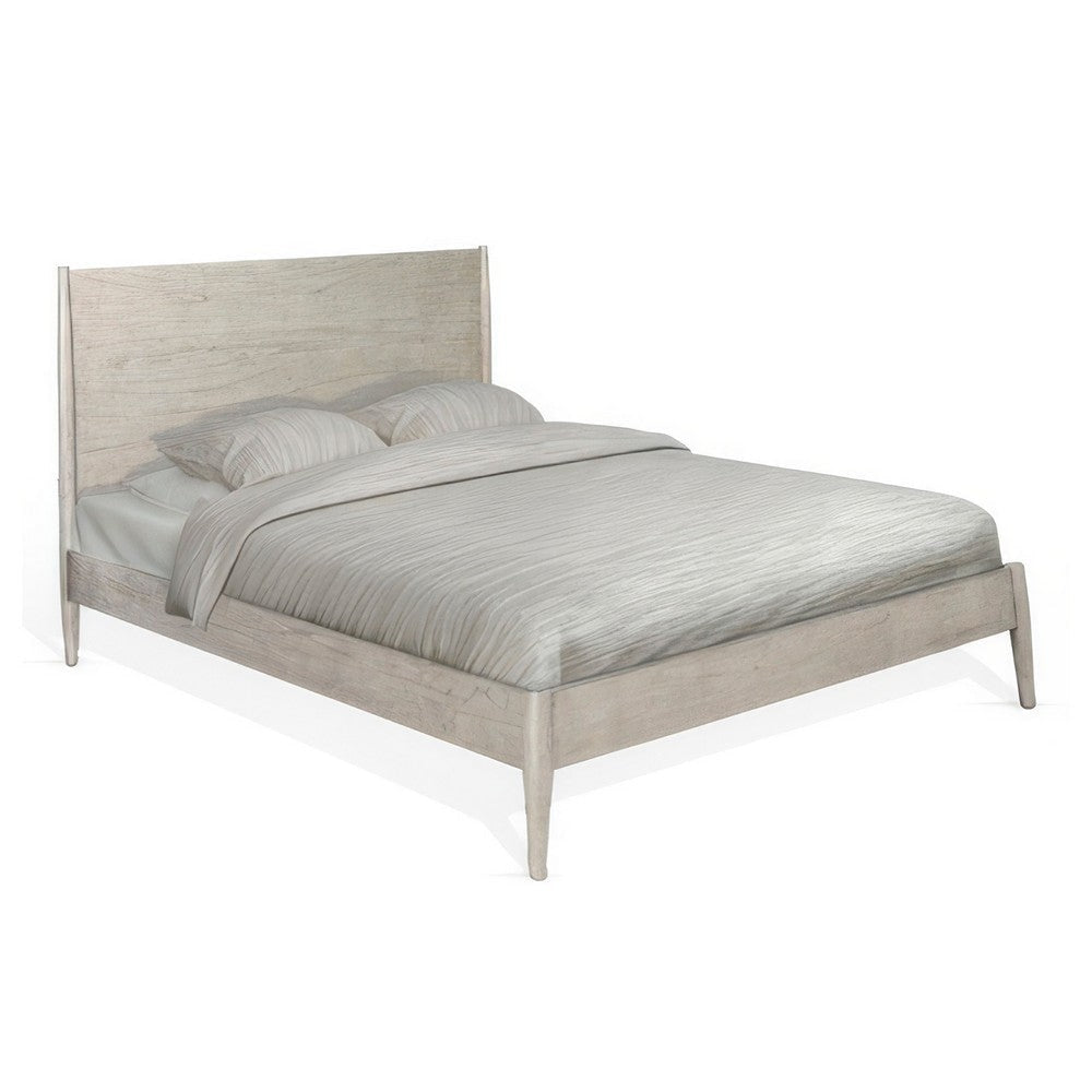 Amy King Size Platform Bed, Low Profile Frame, Panel Headboard, Gray