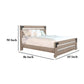 Desy Queen Size Platform Bed Slatted Headboard Farmhouse Light Brown BM325274