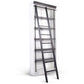 Orso Bookcase w Ladder, 5 Adjustable Brown, White Shelves, 92" Tall