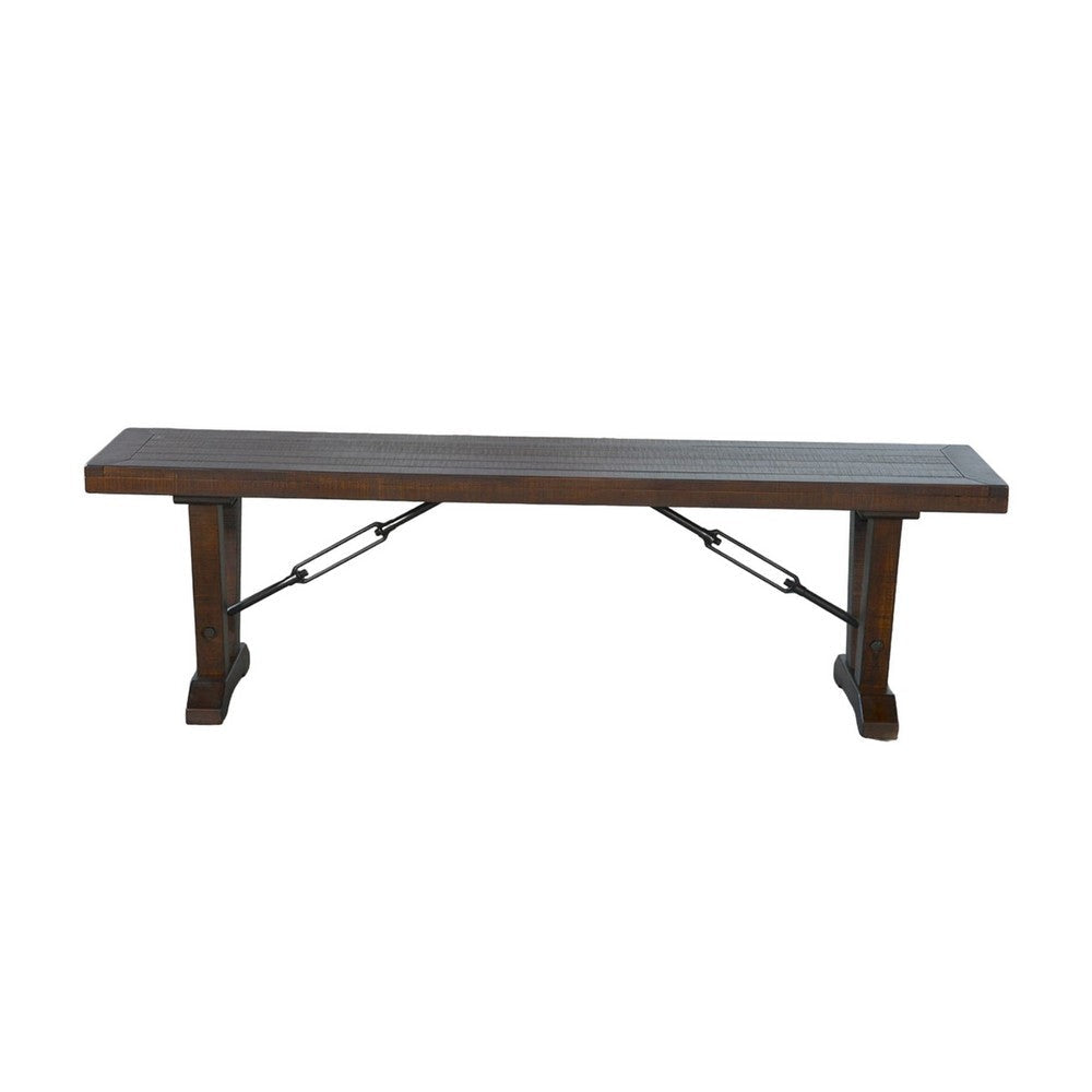 Flint Dining Bench with Turnbuckles 70’’ Dark Brown Mahogany Wood BM325295