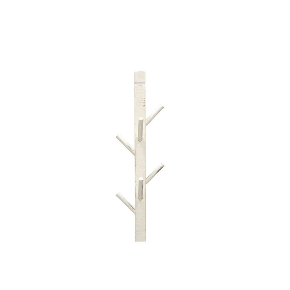 Rena Coat Hat Rack Stand 8 Wood Stems 72’’ Rustic White Mahogany BM325368