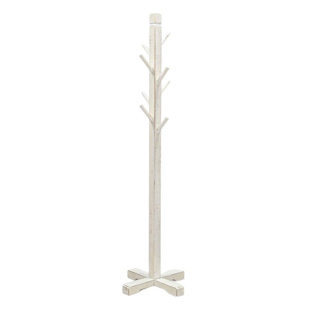 Rena Coat, Hat Rack Stand, 8 Wood Stems, 72" Rustic White Mahogany