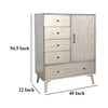 Amy Tall Dresser Chest with 5 Drawers Angled Legs Gray Mindi Wood BM325369