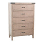 Desy Tall Dresser Chest with 5 Drawers, Light Brown Mahogany Wood