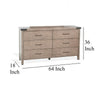 Desy Wide Dresser Chest with 6 Drawers Light Brown Mahogany Wood BM325372