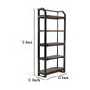 Flint Bookcase 5 Rustic Brown Mahogany Shelves Black Metal 72’’ BM325375