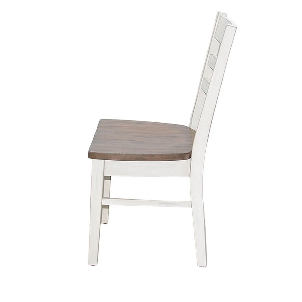 Dean Dining Chair Set of 2 Ladderback Design White Mahogany Wood BM325393