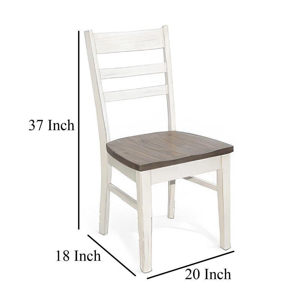 Dean Dining Chair Set of 2 Ladderback Design White Mahogany Wood BM325393