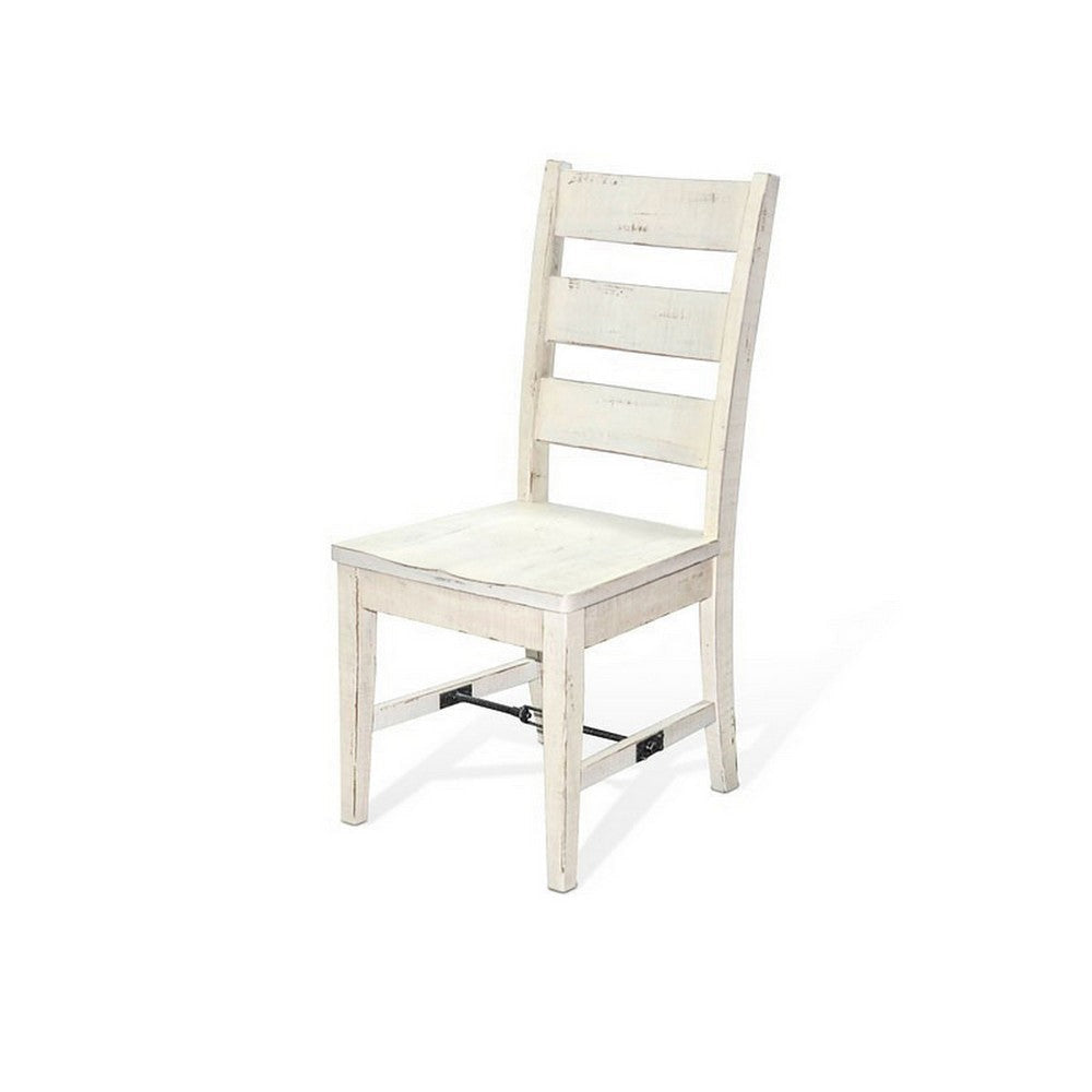 Rena Dining Chair Set of 2 Ladderback Rustic Off-White Mahogany Wood BM325419