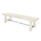 Rena Dining Bench Turnbuckle Accent 64’’ Rustic White Mahogany Wood BM325425