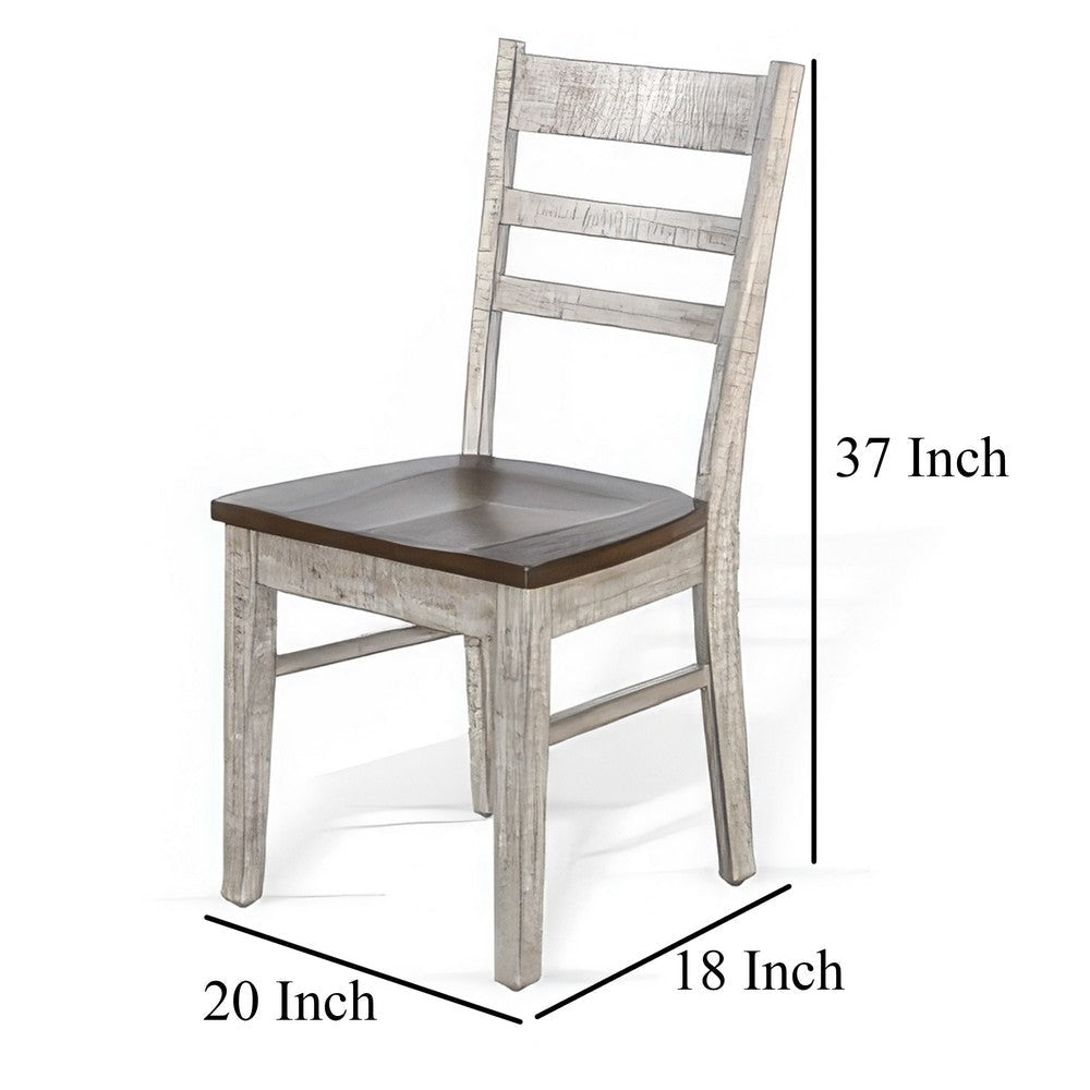 Camie Dining Chair Set of 2 Ladderback Design Gray Mahogany Wood BM325426