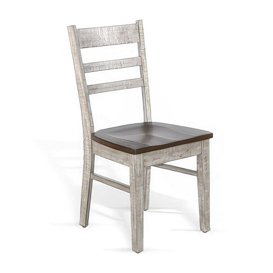 Camie Dining Chair Set of 2, Ladderback Design, Gray Mahogany Wood