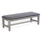 Camie Dining Bench, 56" Faux Leather Seat, Rustic Gray Mahogany Wood