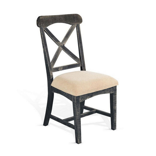 Rena Dining Chair Set of 2, X-Back Design, White, Black Mahogany Wood