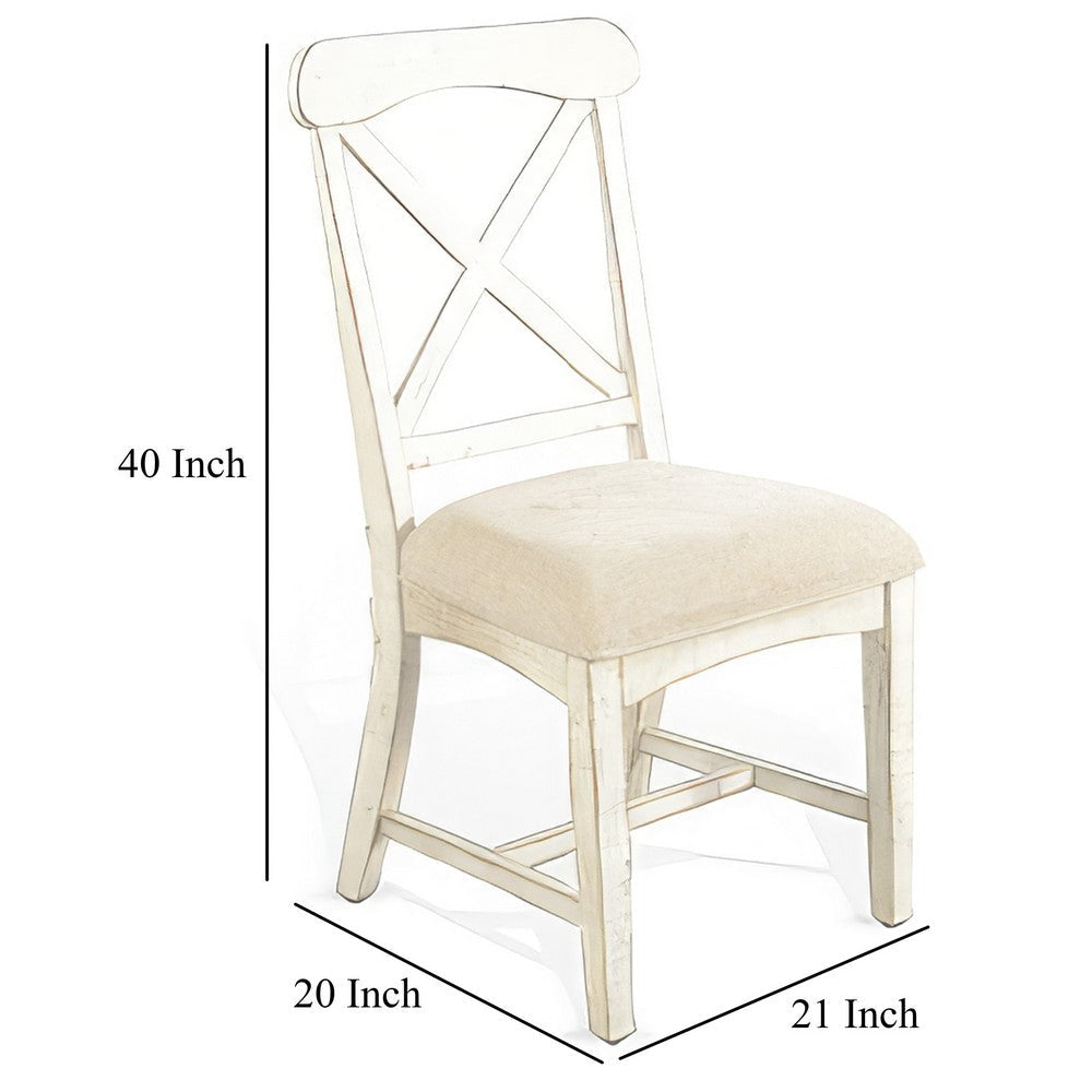 Rena Dining Chair Set of 2 X-Back Design White Sand Mahogany Wood BM325435