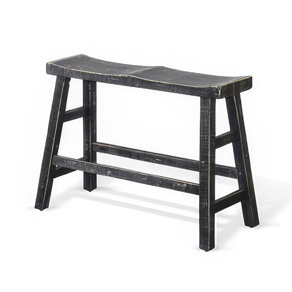 Rena Counter Height Bench 33’’ Rustic Style Black Mahogany Wood Frame BM325438