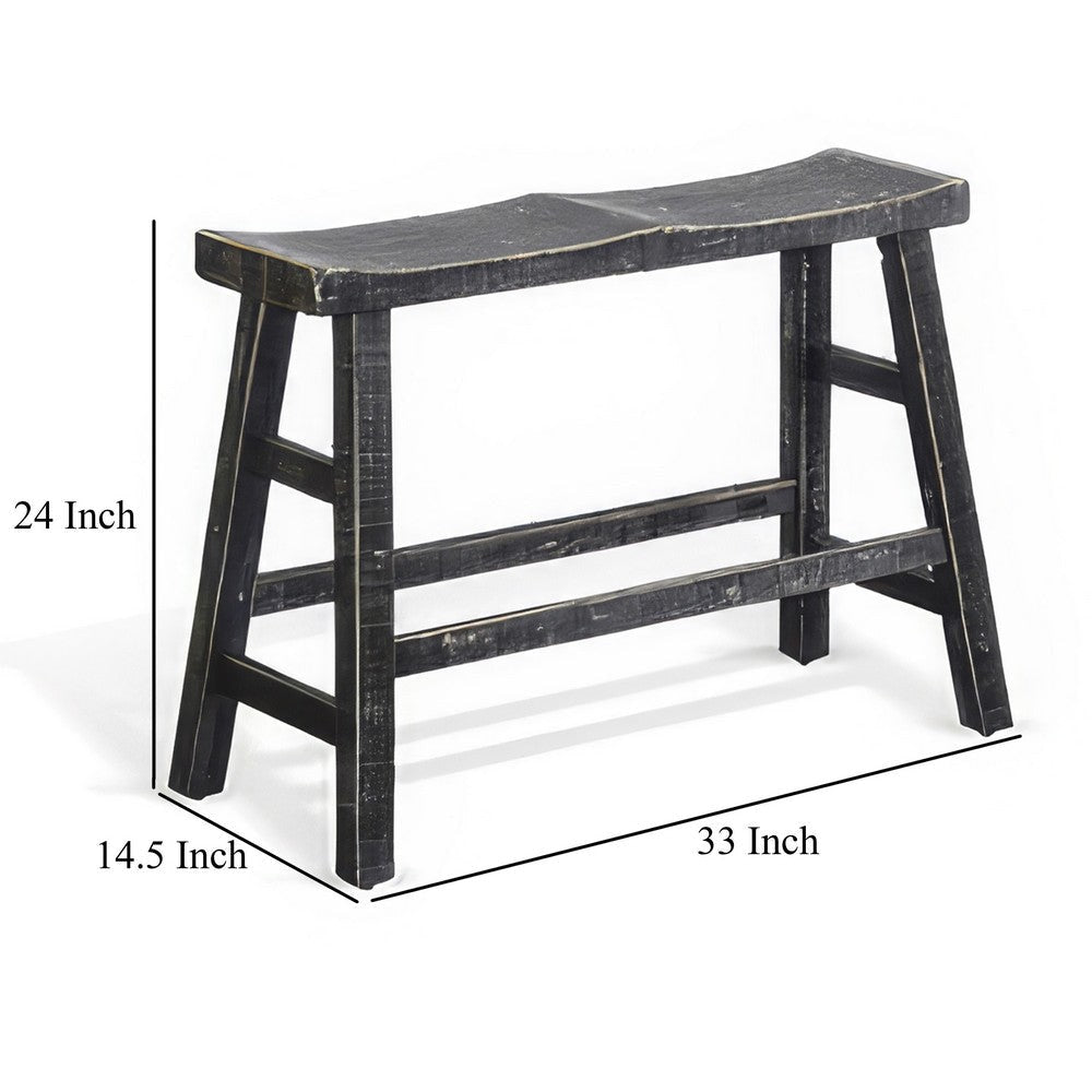 Rena Counter Height Bench 33’’ Rustic Style Black Mahogany Wood Frame BM325438